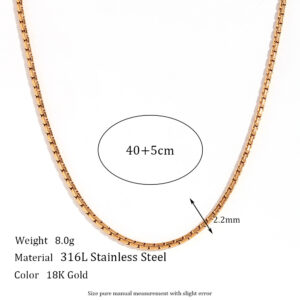 2.2mm hammer round imitation pearl chain-gold necklace -40cm +5cm