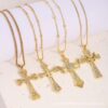 Wholesale Gold plated micro inlaid zircon cross pendant necklace