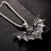 Wholesale Gothic Halloween Bat Pendant Stainless Steel Necklace