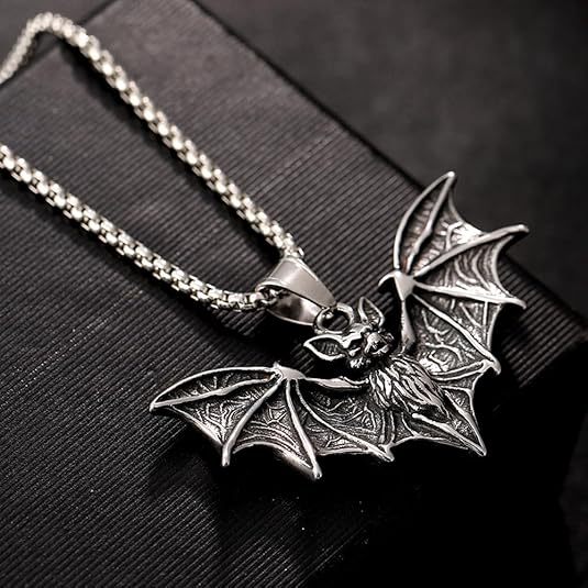 Wholesale Gothic Halloween Bat Pendant Stainless Steel Necklace