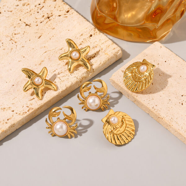 Wholesale Stainless Steel Ocean Series Stud Earrings