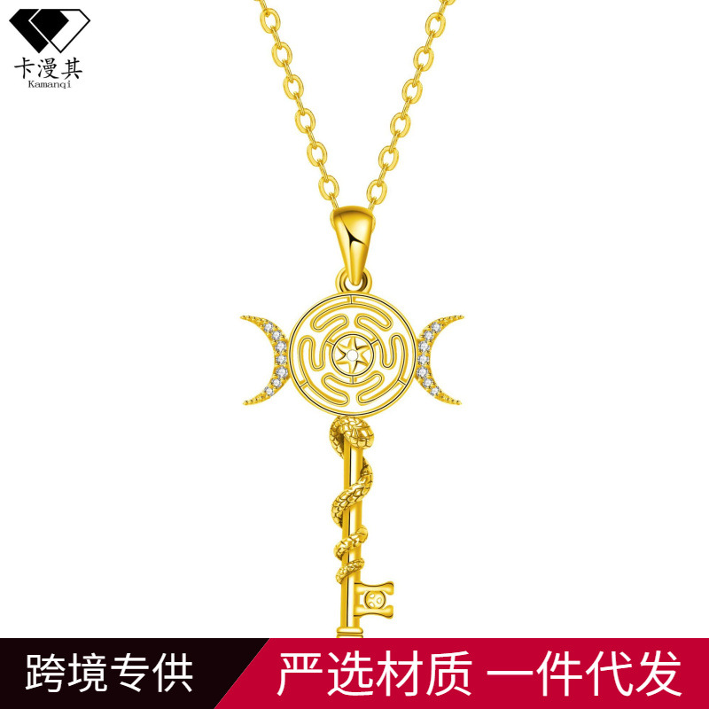 Wholesale Greek snake-shaped winding key necklace