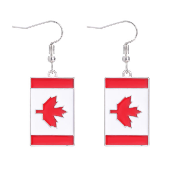 Wholesale New Canadian Flag Earrings Zinc Alloy Dripping Oil Red Maple Leaf Earrings