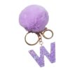 Wholesale Colorful ip Glue Letter Pendant Light Purple Hairball Keychain