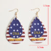 Wholesale Stars and Stripes Double-Layer Waterdrop Leather Earrings