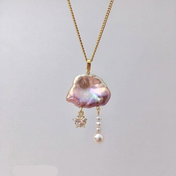 Wholesale Dopamine cloud pearl moon star studded diamond necklace