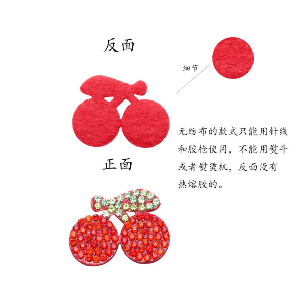 Wholesale Red and pink cherry rhinestone embroidery DIY Patches
