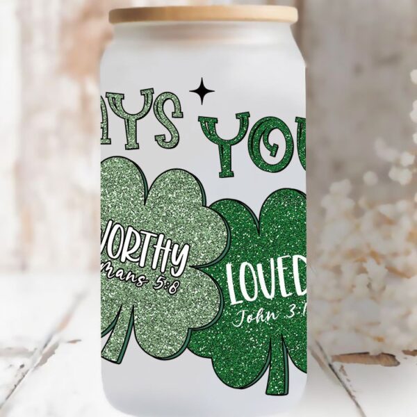Wholesale Green Cartoon Four-Leaf Clover 16oz Cup UV DTF Wraps