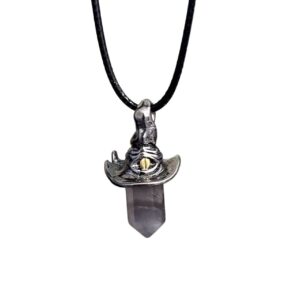 Witch's crystal pendant (black string)
