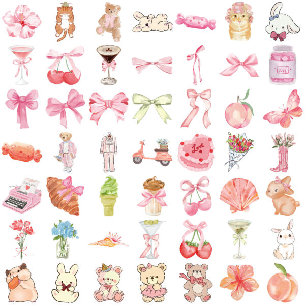O1CN01zFB2jQ1SaVMX5VoNe_2214108652263-0-cib Wholesale Pink Fun Small House Series Cartoon Waterproof Stickers