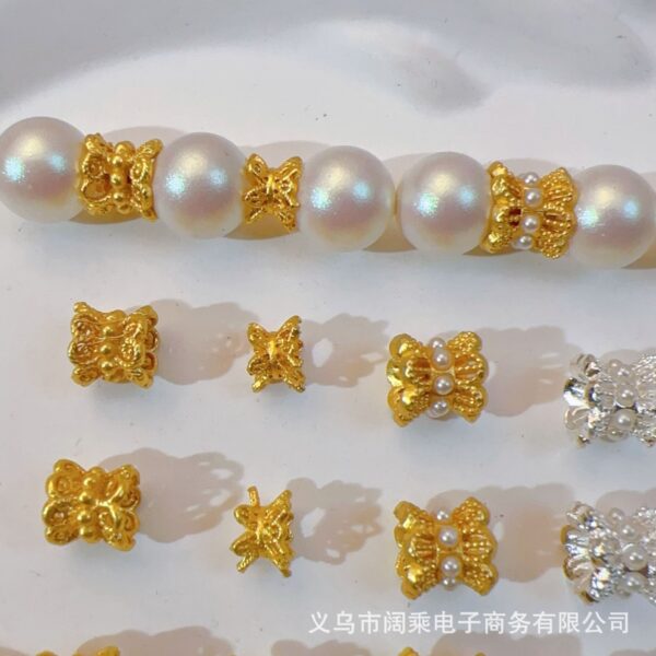 Wholesale Ancient-plated hollowed-out small waisted golden double-sided torus spacer
