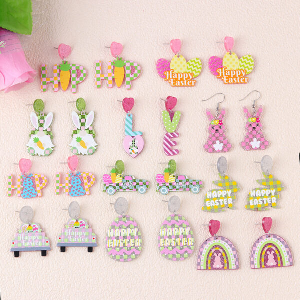 O1CN01zFWusV1T3MGry36cE_2677772326-0-cib Wholesale Easter rabbit colored printed Easter egg acrylic earrings