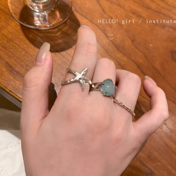 Wholesale Blue Bubble Starfish Open Adjustable Ring