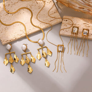 Wholesale Stainless steel jewelry set for women: earrings and necklace