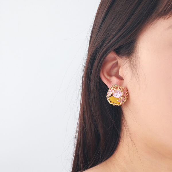 Wholesale Enamel inlaid diamond flower butterfly earrings