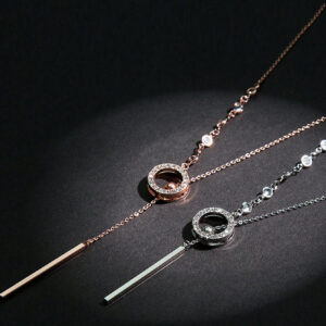 Wholesale Long round adjustable stretch diamond studded necklace