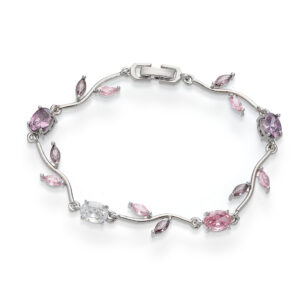 White gold purple pink diamond tulip bracelet
