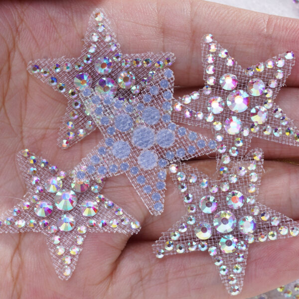 Wholesale Lace mesh pentagram rhinestone DIY Patches