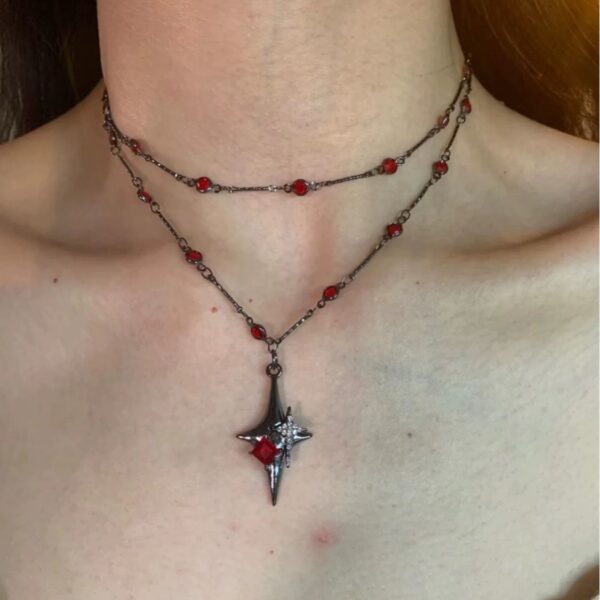 O1CN01zM6bMp1l5L4zrzjdQ_2216005864767-0-cib Wholesale Gothic style red cross dark long necklace