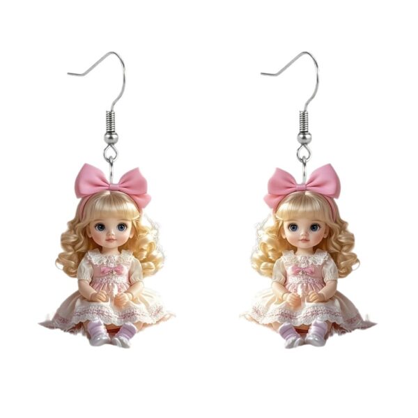 O1CN01zMNoEk2GJlippexpS_2220525858995-0-cib Wholesale Acrylic Doll Cartoon Earrings with Butterfly Dangles
