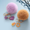 Wholesale Cartoon colorful furry ball plush keychain