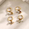 Wholesale Water droplet shaped stainless steel pearl earrings