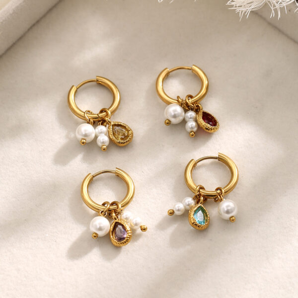Wholesale Water droplet shaped stainless steel pearl earrings