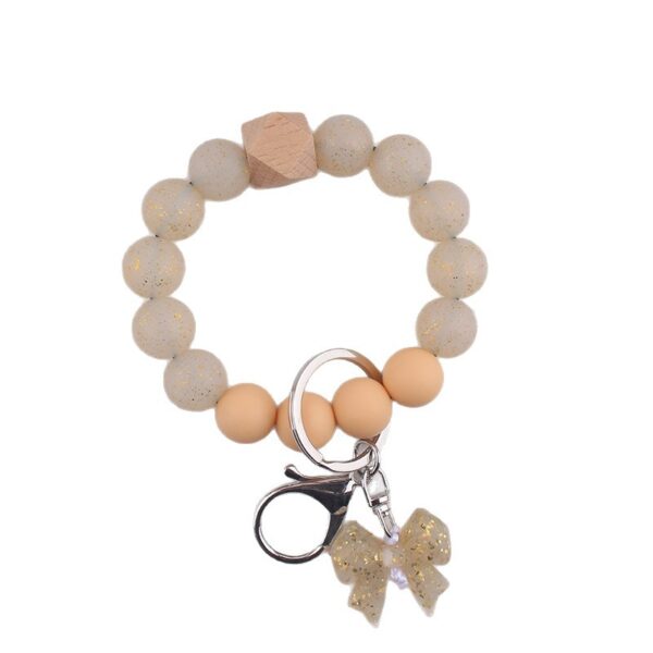 Wholesale Bow Silicone Key Bracelet Colorful Silicone Beads Handmade Gift Keychain Pendant