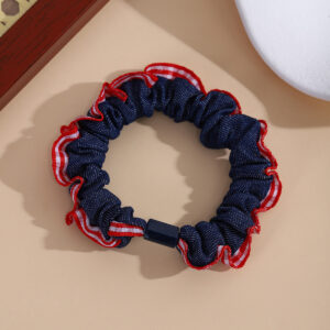 Two-color stripes [dark denim hair tie]