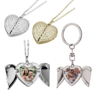 Wholesale Valentine's Day angel wings couple heart-shaped pendant necklace