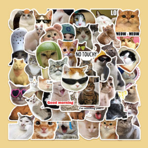 Wholesale 50pcs cartoon cute cat emoji Waterproof vinyl stickers