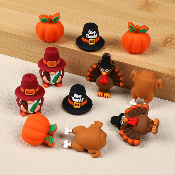 O1CN01zXmept1CRJYngsDDy_2217794230077-0-cib Wholesale 20pcs New Thanksgiving 3D Turkey Silicone Beads