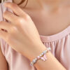 Wholesale Pink Pearl Bala Bead Butterfly Adjustable Weaving Bracelet