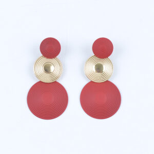 Disc pendant earrings-red