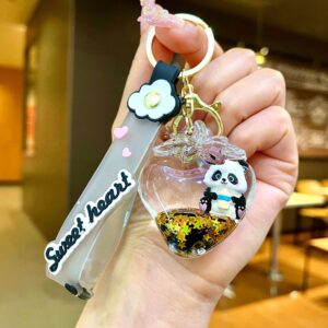 Leather rope [Strawberry] Black and gold baby bottle panda / Quantity 1 is 1