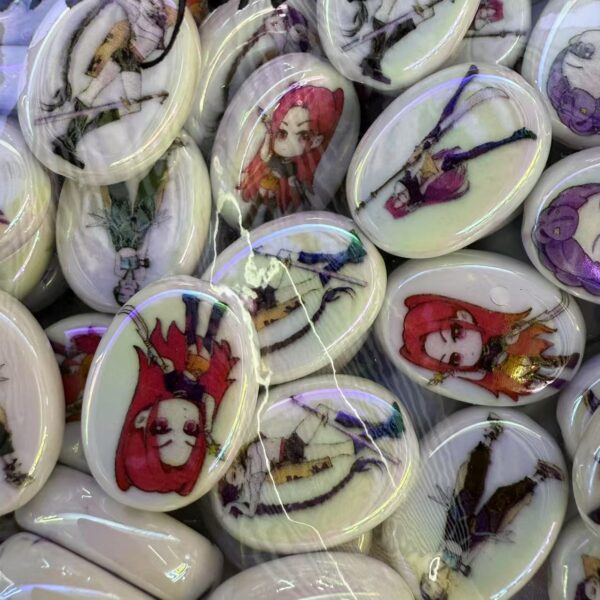 O1CN01za5wQA1HgUnLTDUf5_2216860830787-0-cib Wholesale Double-sided printed cartoon girl gro/boy gro oval flat bead heart open-hole beaded DIY jewelry aessories