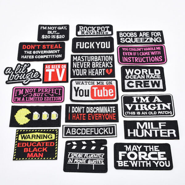Wholesale English entry humorous letter cartoon embroidery DIY Patches