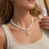 Wholesale Bohemian Style Stainless Steel Titanium Steel Pendant Natural Shell Necklace