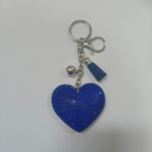Royal blue [white k silver buckle] / Keychain + love + small tassel