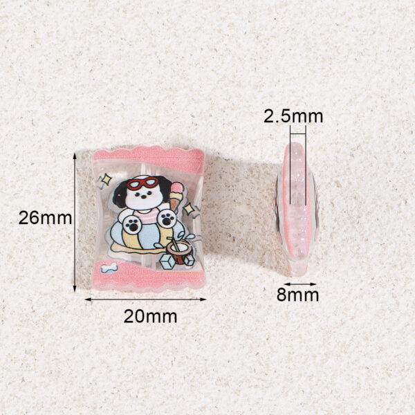 Wholesale 10pcs 14mm printed cartoon bear candy block acrylic beads