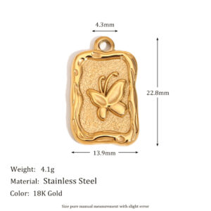 Fossil butterfly pendant-gold