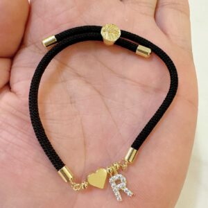 Black rope zircon letter bracelet—r