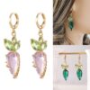 Wholesale Easter Cute Carrot Green Pink Crystal Earrings