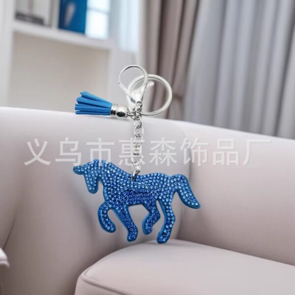 Wholesale New Creative Cartoon Unicorn Keychain, Korean Velvet Rhinestone-Studded Zodiac Horse Keychain, Commemorative Gift