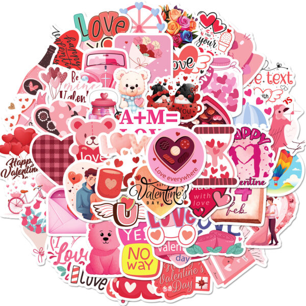 Wholesale 50pcs Cartoon Sweet Valentine's Day Graffiti Stickers