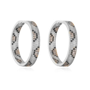 Pair of white gold style a champagne diamonds