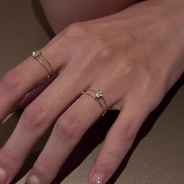 Wholesale Luxury Double-Layer Cool Water Drop Ring Open Index Finger Ring