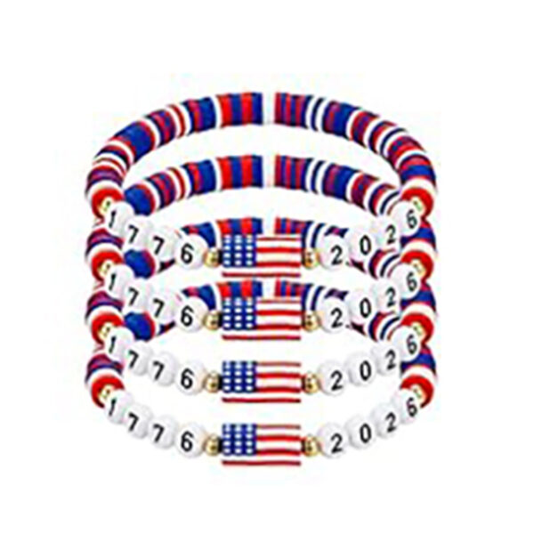 Wholesale Independence Day Surfing Style Flag Beaded Bracelet