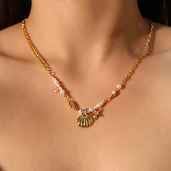 O1CN01zigT7z1QEOzkFFHZR_2211938561944-0-cib Wholesale Pearl Rice Pearl Star Mang Zircon Sea Star Shell Necklace