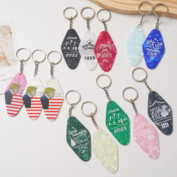 Wholesale Colorful creative acrylic diamond shaped nameplate keychain